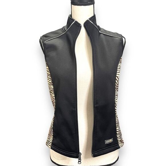 Kerrits  Women's Zebra Pattern Double Zip Softshell Equestrian Vest Black XS - Picture 1 of 11